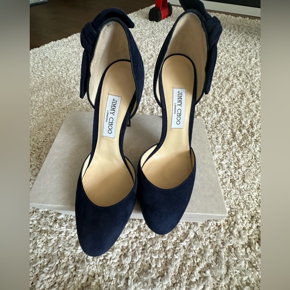 Size 40 EUC Jimmy Choos in suede - navy-100 mm pumps with box and dust bag